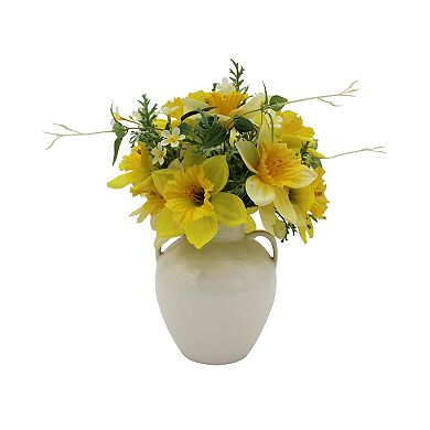 Faux Daffodil In Ceramic Vase