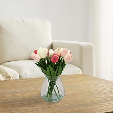 Faux Tulips In Glass Vase