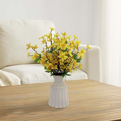 Faux Forsythia In Fluted Vase