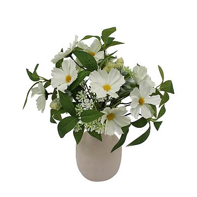 Faux Neutral Mixed Botanical In Ceramic Vase