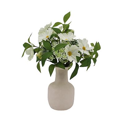 Faux Neutral Mixed Botanical In Ceramic Vase