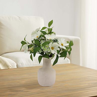 Faux Neutral Mixed Botanical In Ceramic Vase