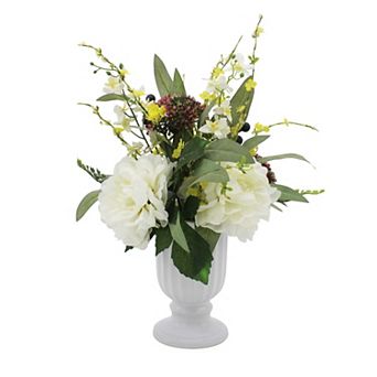 Faux Peony And Berry In Ceramic Vase