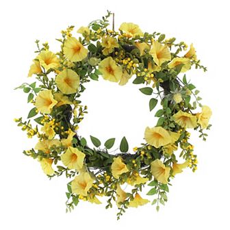 Everyday Decor Artificial Yellow Morning Glory Wreath