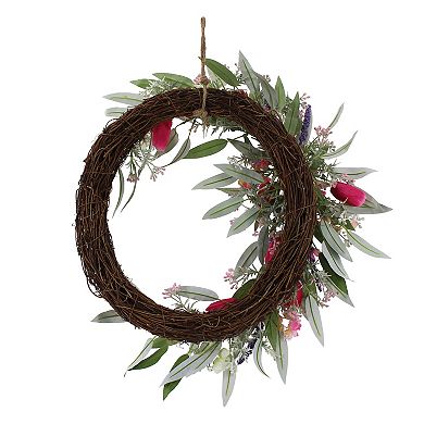 Everyday Decor Artificial Mixed Rose Asymmetric Wreath