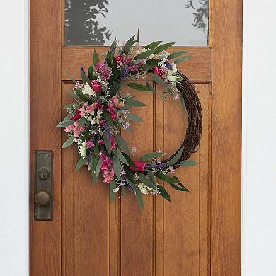 Everyday Decor Artificial Mixed Rose Asymmetric Wreath