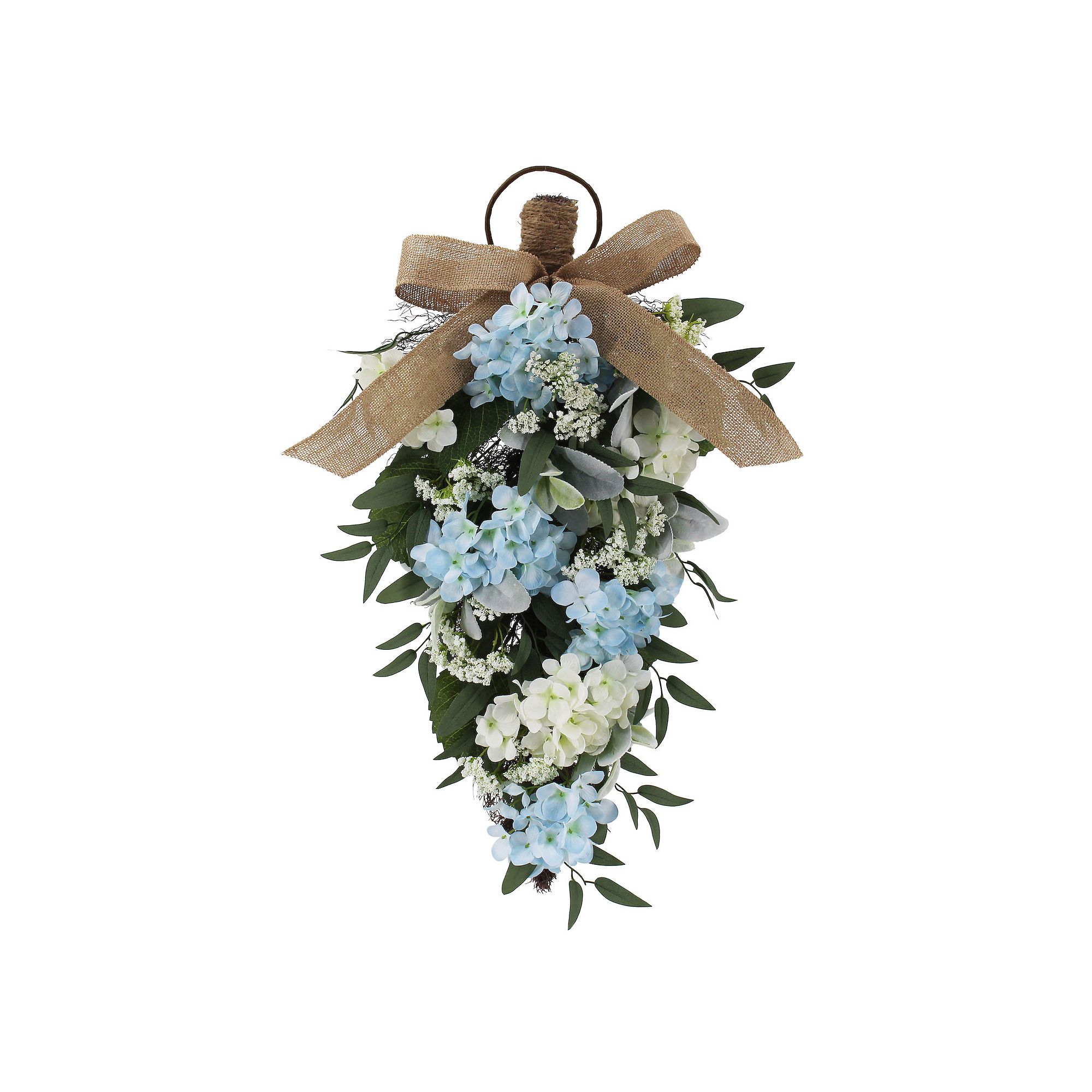 Everyday Decor Artificial Blue & White Hydrangea Teardrop, Multi