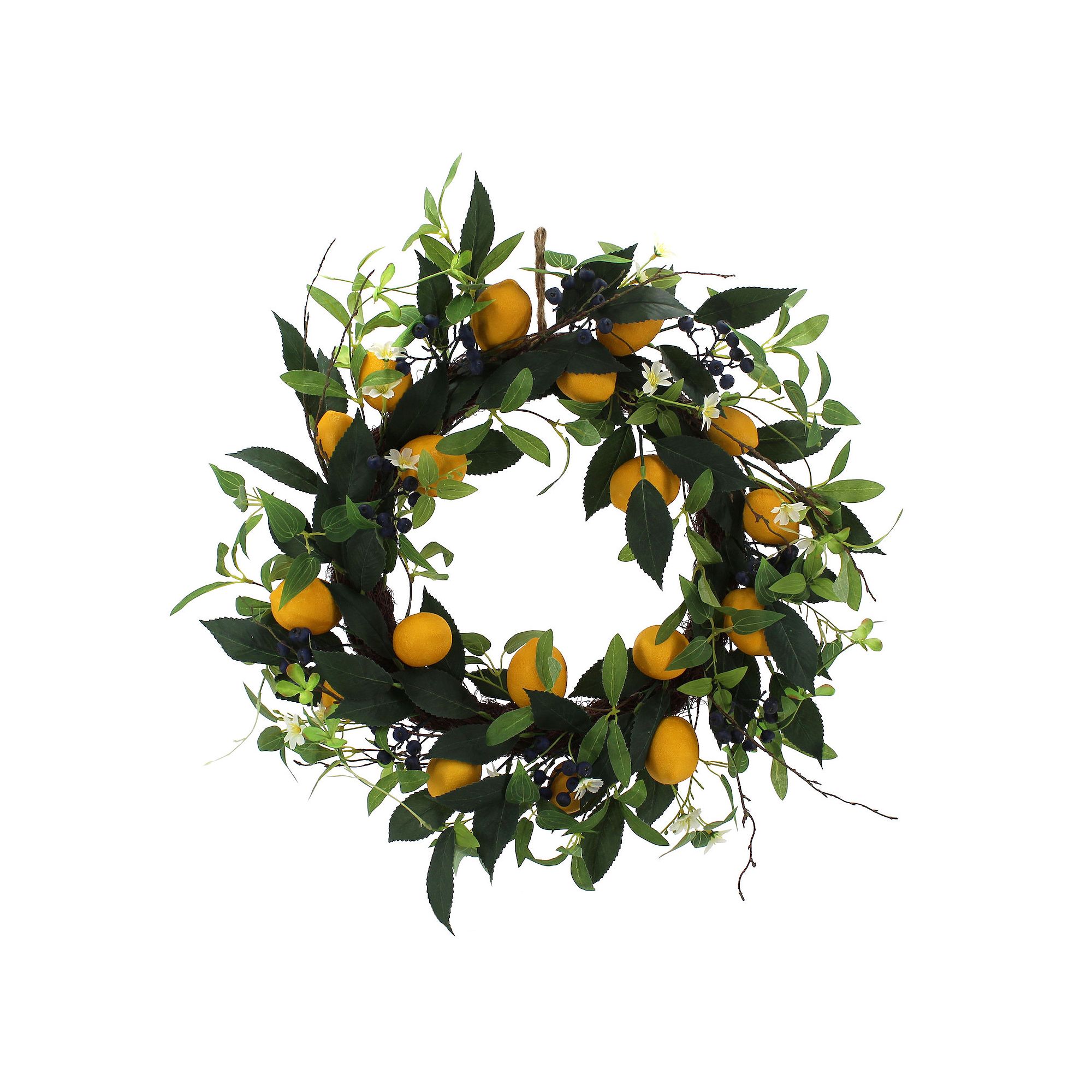 Everyday Décor Artificial Lemon Blueberry Wreath, Multi