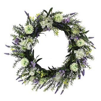Everyday Decor Artificial Zinnia Mixed Botanical Wreath