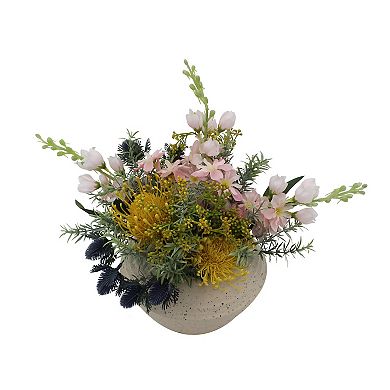 Everyday Decor Artificial Mixed Botanicals in White Container Table Decor