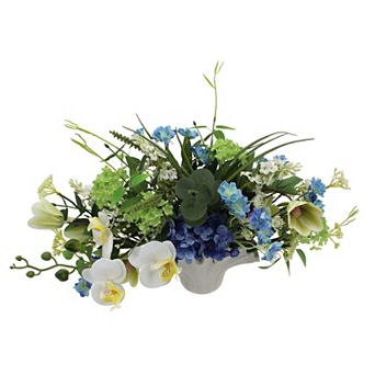 Everyday Decor Artificial Floral Greenery in Ceramic Vase Table Decor