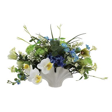 Everyday Decor Artificial Floral Greenery in Ceramic Vase Table Decor