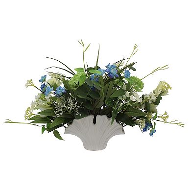 Everyday Decor Artificial Floral Greenery in Ceramic Vase Table Decor