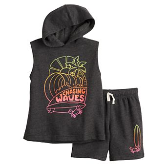 Boys 4-8 Jumping Beans® 2 pc Chasing Waves Sleeveless Hoodie & Shorts Set