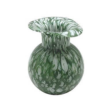 Green White Confetti Glass Vase