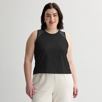 Juniors' Plus Size SO® Relaxed Mesh Shoulder Tank Top