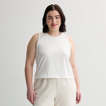 Juniors' Plus Size SO® Relaxed Mesh Shoulder Tank Top