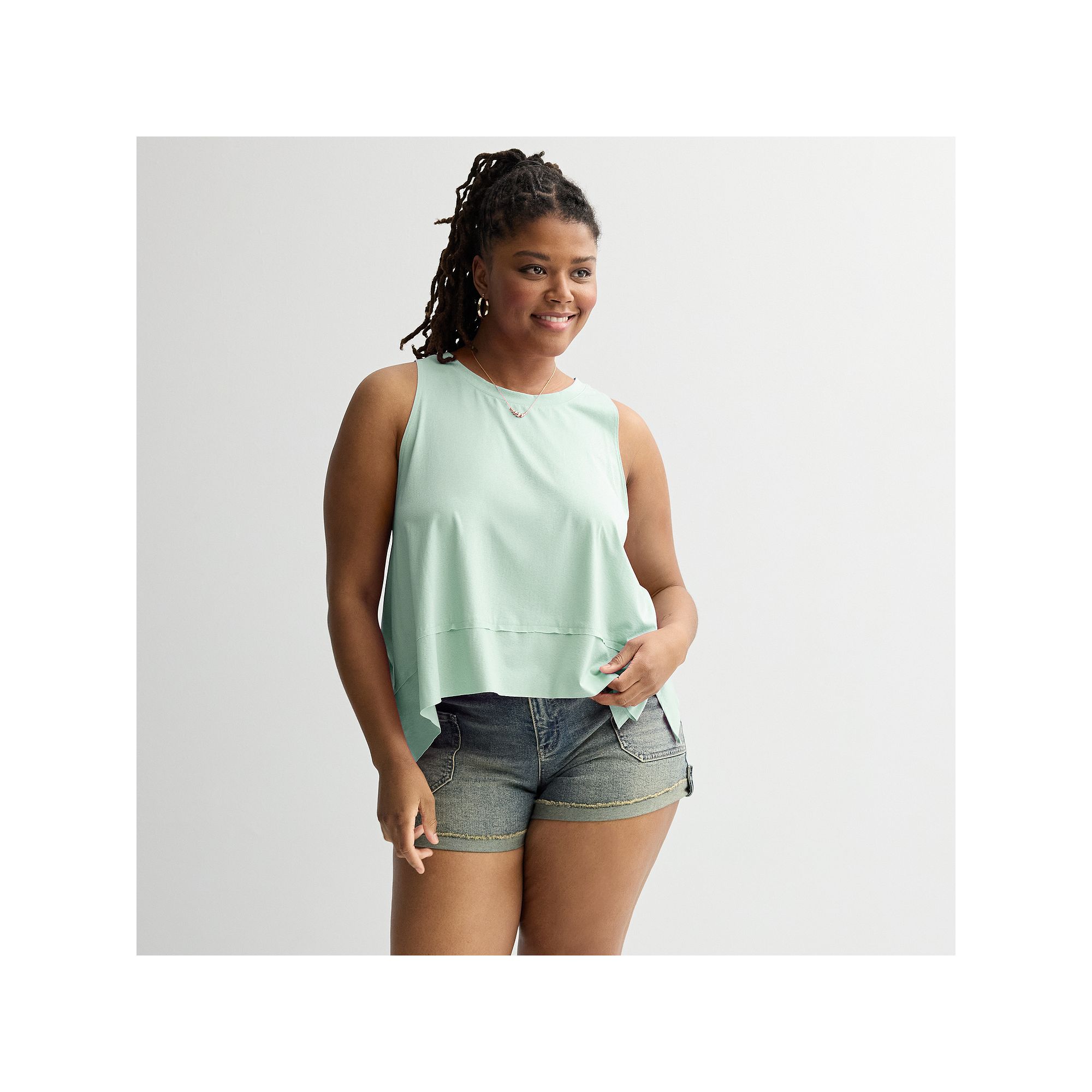Juniors Plus Size SO® Relaxed Tank Top, Girls, Size: 1XL, Iced Blue