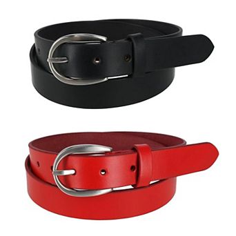 Ctm Women's Adjustable Smooth Leather Dress Belt Set