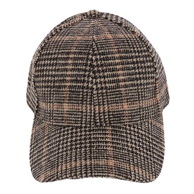 David & Young Women's Menswear Houndstooth Plaid Baseball Cap