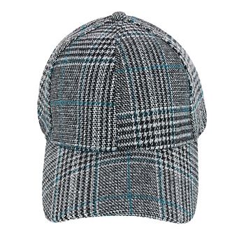 David & Young Women's Menswear Houndstooth Plaid Baseball Cap