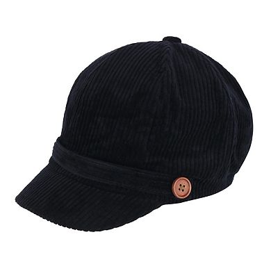 David & Young Women's Corduroy Cabbie Hat with Buttons