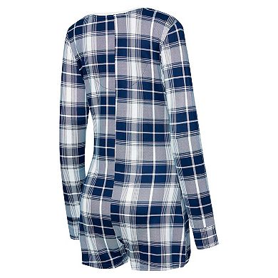 Women's Concepts Sport Navy New York Yankees Ashford Plaid V-Neck Knit Romper