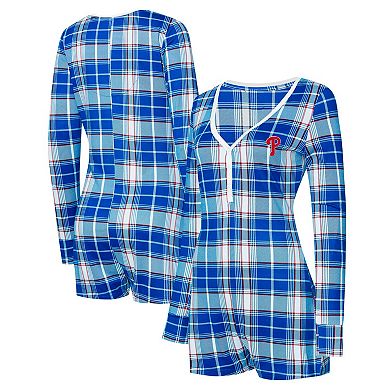 Women's Concepts Sport Royal Philadelphia Phillies Ashford Plaid V-Neck Knit Romper