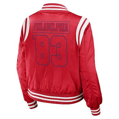 Women's WEAR by Erin Andrews Red Philadelphia Phillies Football Bomber Jacket