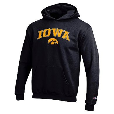 Youth Champion Black Iowa Hawkeyes Campus Pullover Hoodie