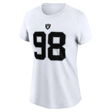Women's Nike Maxx Crosby White Las Vegas Raiders Player Name & Number T-Shirt