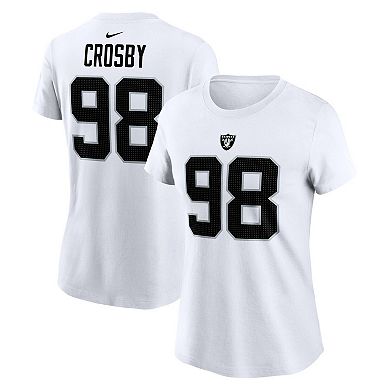 Women's Nike Maxx Crosby White Las Vegas Raiders Player Name & Number T-Shirt