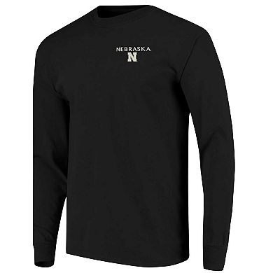 Men's Black Nebraska Huskers Comfort Colors Campus Nights Long Sleeve T-Shirt