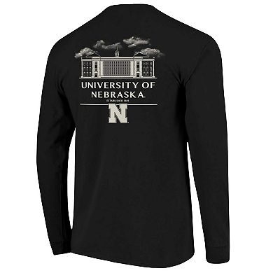 Men's Black Nebraska Huskers Comfort Colors Campus Nights Long Sleeve T-Shirt
