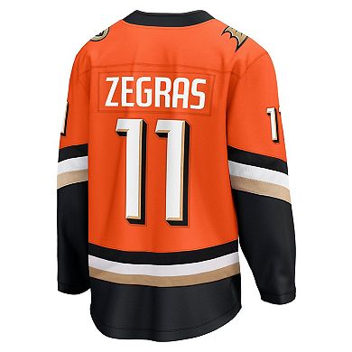 Men's Fanatics Trevor Zegras Orange Anaheim Ducks Home Premier Breakaway Player Jersey