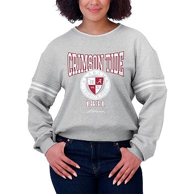Women's WEAR by Erin Andrews Heather Gray Alabama Crimson Tide Classic Stripe Pullover Sweater