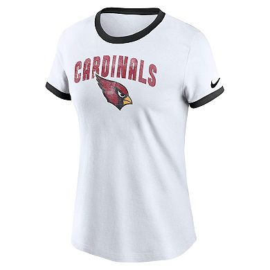 Women's Nike White Arizona Cardinals Rewind Ringer Tri-Blend T-Shirt