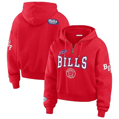 Women s WEAR by Erin Andrews Red Buffalo Bills Patch Quarter Zip Pullover Hoodie