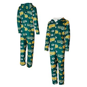 Women's Concepts Sport Green Green Bay Packers Roadway Allover Print Microfleece Full-Zip Union Suit