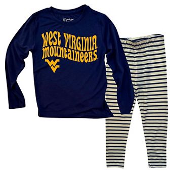 Toddler Wes & Willy West Virginia Mountaineers Long Sleeve Top and Striped Leggings Set