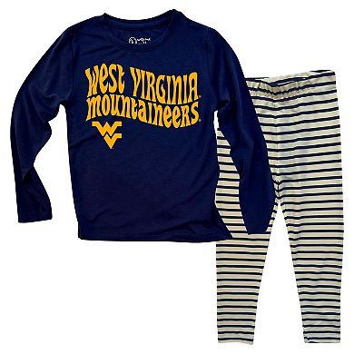 Toddler Wes & Willy West Virginia Mountaineers Long Sleeve Top and Striped Leggings Set