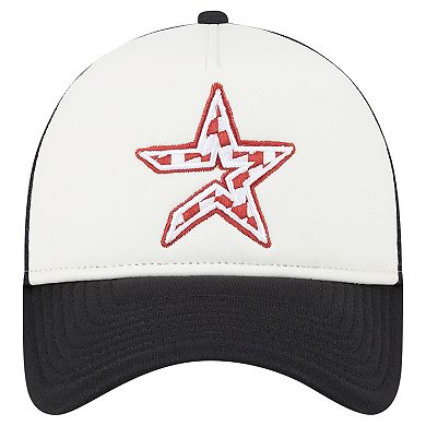 Men's New Era White/Black Houston Astros Checkered Flag A-Frame Trucker 9FORTY Adjustable Hat