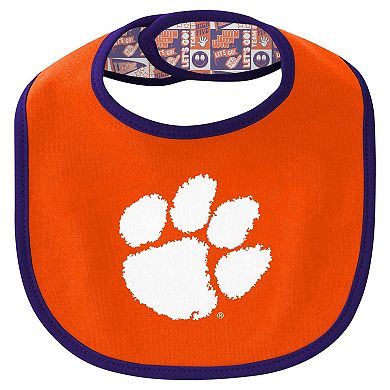 "Newborn & Infant Clemson Tigers Dynamic Duo Bodysuit, Bib & Cuffed Knit Hat Set"