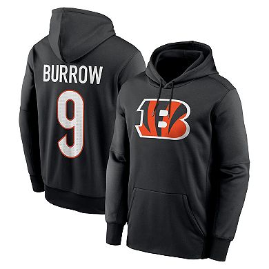 Men's Nike Joe Burrow Black Cincinnati Bengals Player Name & Number Performance Pullover Hoodie