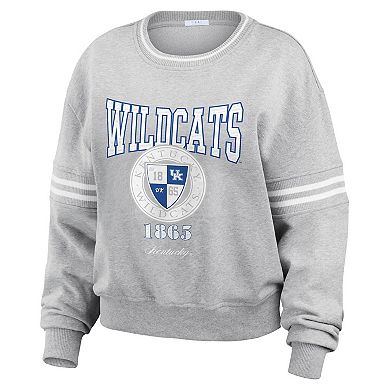 Women's WEAR by Erin Andrews Heather Gray Kentucky Wildcats Classic Stripe Pullover Sweater