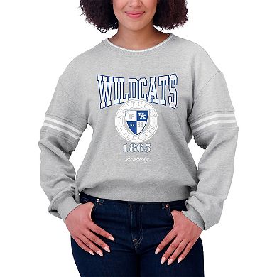 Women's WEAR by Erin Andrews Heather Gray Kentucky Wildcats Classic Stripe Pullover Sweater
