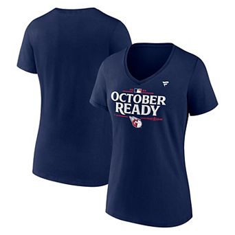 Women's Fanatics Navy Cleveland Guardians 2024 MLB Postseason Plus Size Locker Room V-Neck T-Shirt