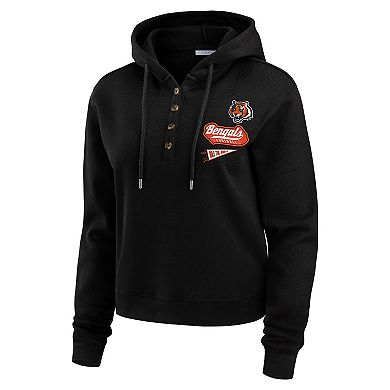 Women's WEAR by Erin Andrews Black Cincinnati Bengals Waffle-Knit Pullover Hoodie