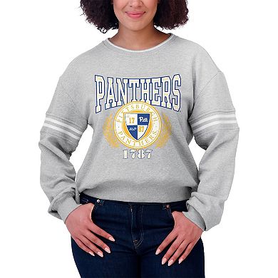 Women's WEAR by Erin Andrews Heather Gray Pitt Panthers Classic Stripe Pullover Sweater