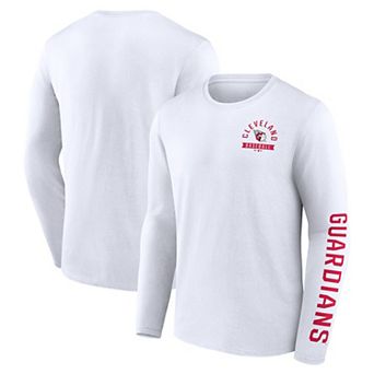 Men's Fanatics White Cleveland Guardians Press Box Long Sleeve T-Shirt